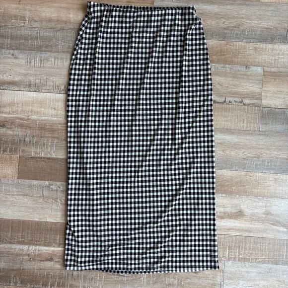 Reformation Black White Gingham Midi Skirt - Size S - Picture 1 of 5